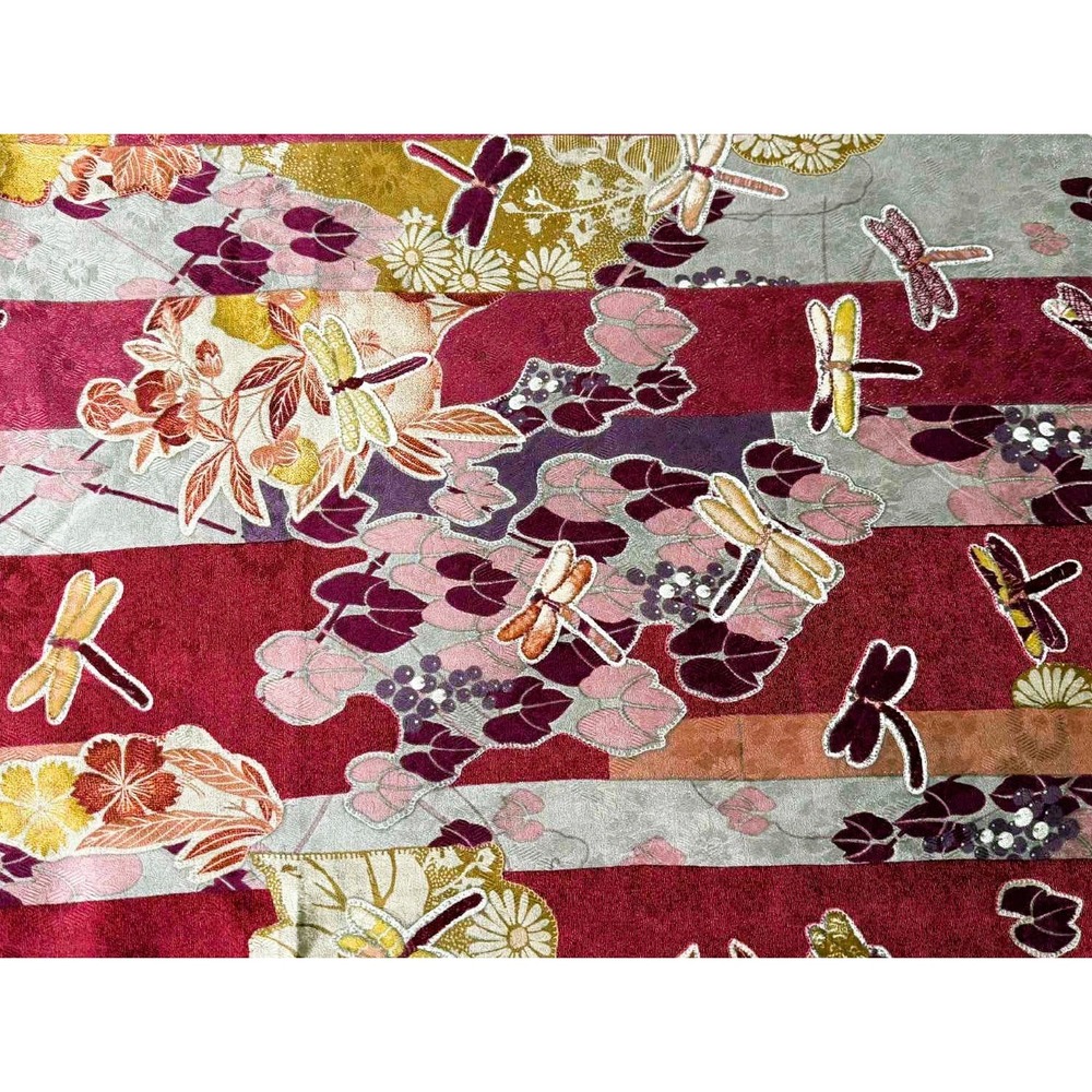 Ikuko Collection Fabric by Hanamomen Japanese Floral Dragonflies 1 yd - Picture 2 of 4